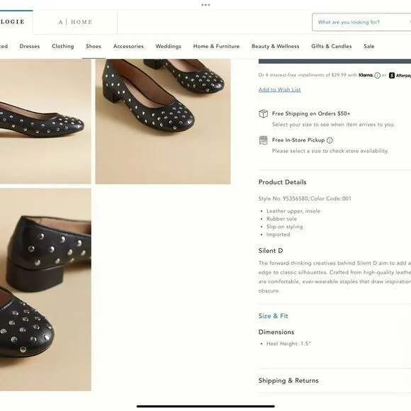 Silent D Studded Black Leather Women's Shoes from Anthropologie NWT Elegant sz 7