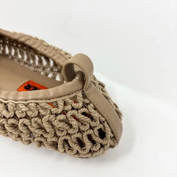 Simon Miller Riad Crochet Mesh Ballet Flats Natural Tan Size 37 Size 7 New