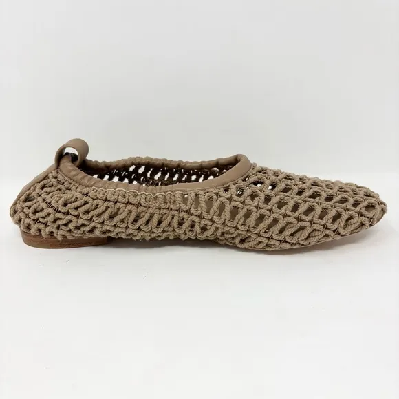 Simon Miller Riad Crochet Mesh Ballet Flats Natural Tan Size 37 Size 7 New