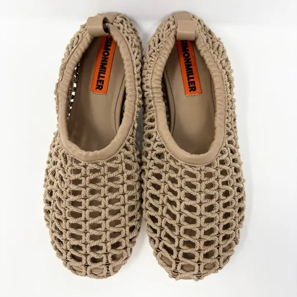 Simon Miller Riad Crochet Mesh Ballet Flats Natural Tan Size 37 Size 7 New