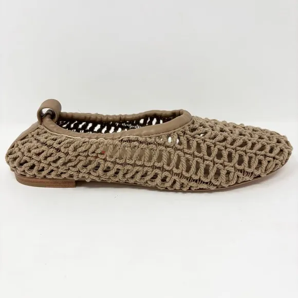 Simon Miller Riad Crochet Mesh Ballet Flats Natural Tan Size 37 Size 7 New
