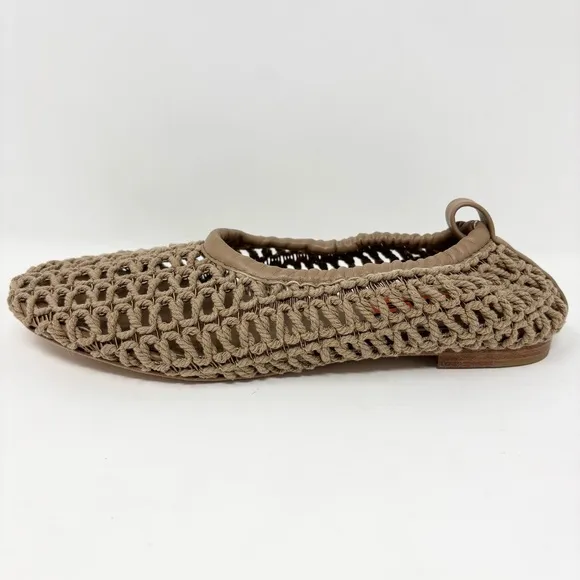 Simon Miller Riad Crochet Mesh Ballet Flats Natural Tan Size 37 Size 7 New
