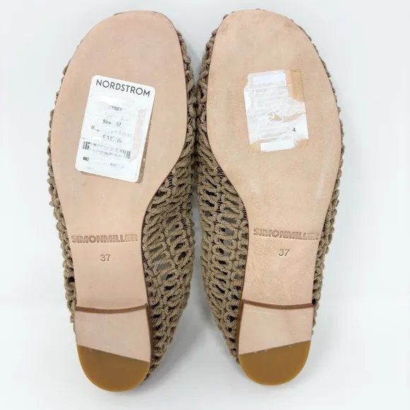 Simon Miller Riad Crochet Mesh Ballet Flats Natural Tan Size 37 Size 7 New