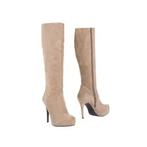 Size 37 CAFE NOIR Faux Suede Leather Heeled Boots