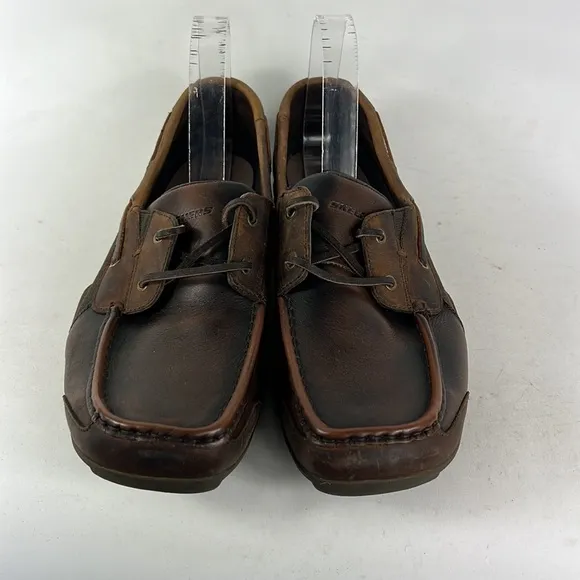 Skechers brown leather minimalist driving slip on boat shoes us mens size 10