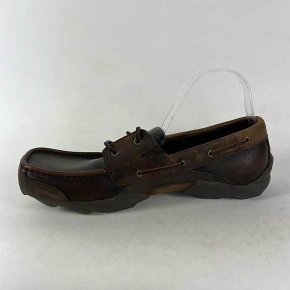 Skechers brown leather minimalist driving slip on boat shoes us mens size 10