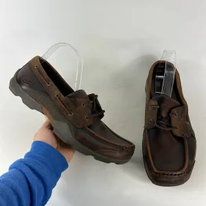 Skechers brown leather minimalist driving slip on boat shoes us mens size 10