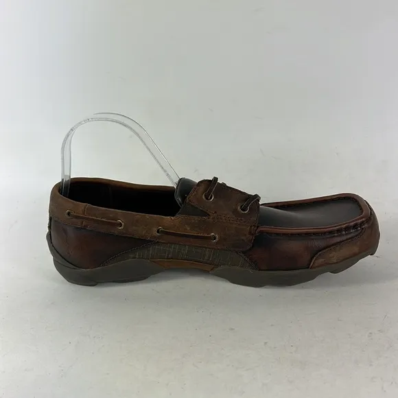 Skechers brown leather minimalist driving slip on boat shoes us mens size 10