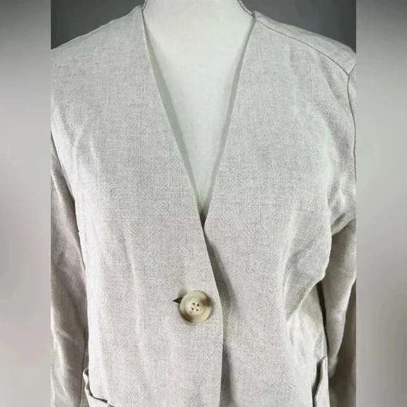Soft Surroundings Jacket Linen Cotton Blend Beige Nature Spirit Blazer Size M