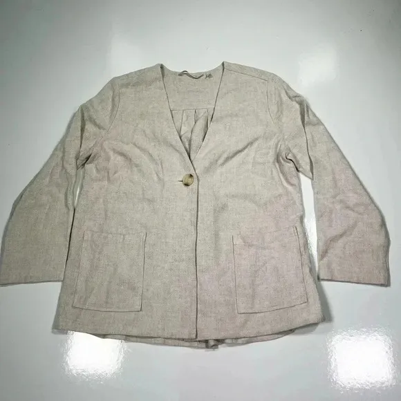 Soft Surroundings Jacket Linen Cotton Blend Beige Nature Spirit Blazer Size M