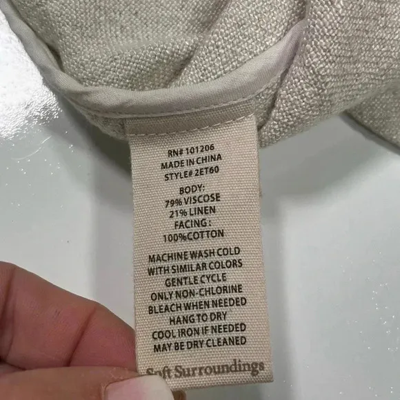 Soft Surroundings Jacket Linen Cotton Blend Beige Nature Spirit Blazer Size M
