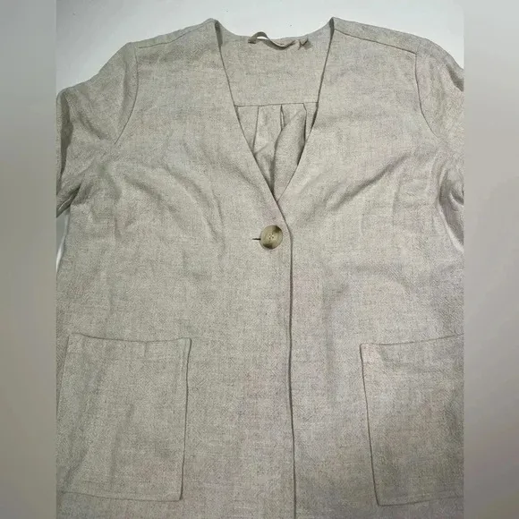 Soft Surroundings Jacket Linen Cotton Blend Beige Nature Spirit Blazer Size M