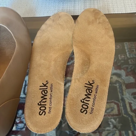 SoftWalk Sonoma Leather Ballet Flats - Women's SIZE 9.5  TAN with extra soles