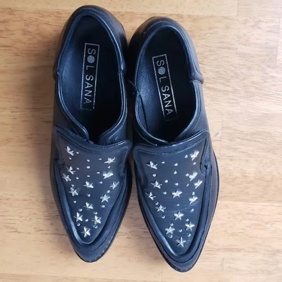 Sol Sana Nancy Studded Black Star Leather Flats