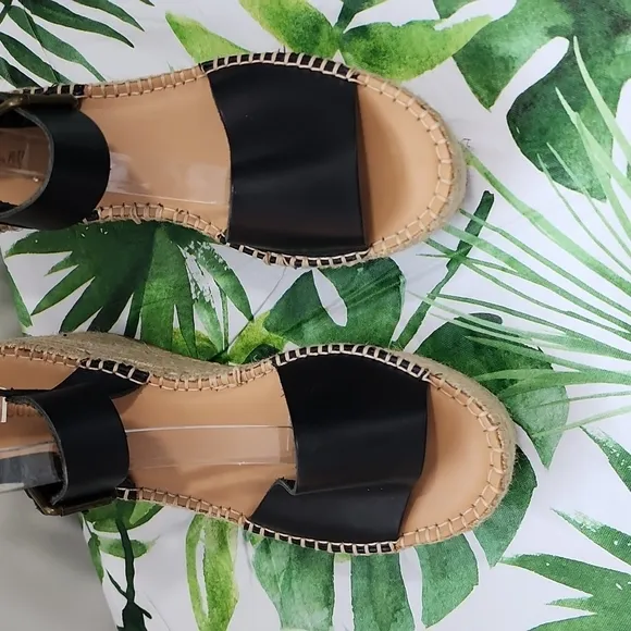 Soludos Minorca Leather Platform Espadrille Wedges, Size 9.5