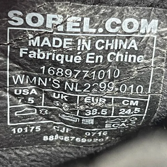 Sorel Addington Boots Womens Size 7.5 Black Leather Chelsea Lace Up Ankle Lined