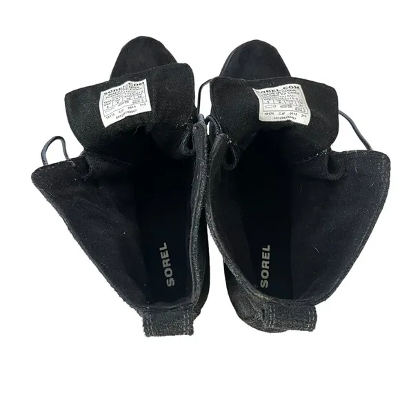 Sorel Boots Womens 8 Toronto Black Suede Lace Up Wedge Heel Ankle Booties