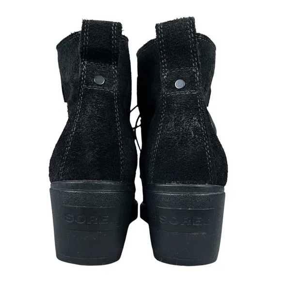 Sorel Boots Womens 8 Toronto Black Suede Lace Up Wedge Heel Ankle Booties