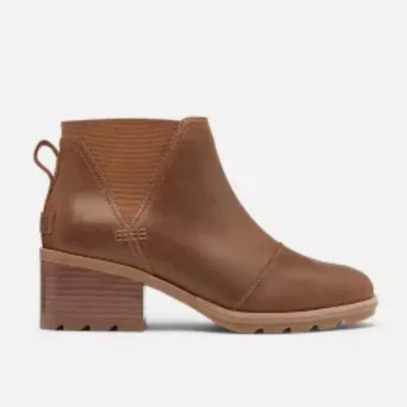Sorel Cate Brown Leather Heeled Ankle Boots
