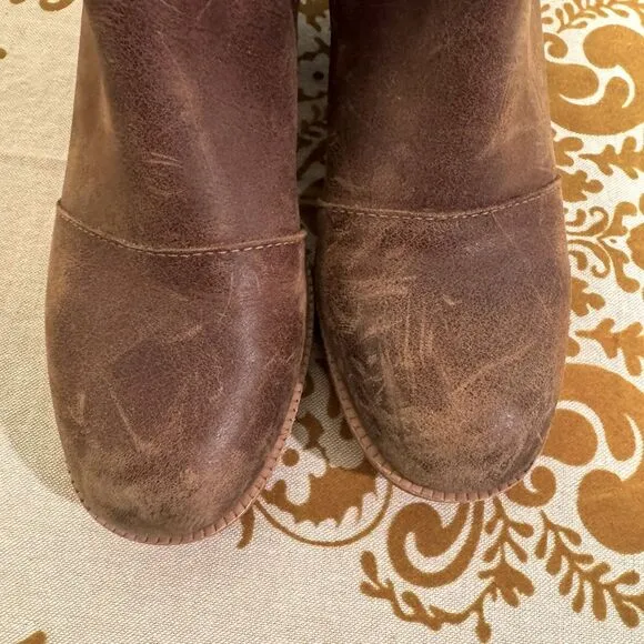 Sorel Cate Brown Leather Heeled Ankle Boots