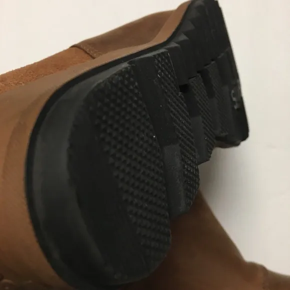 Sorel Evie Chelsea Leather Boots 10 Brown Slip On Fall Winter Flat Boots