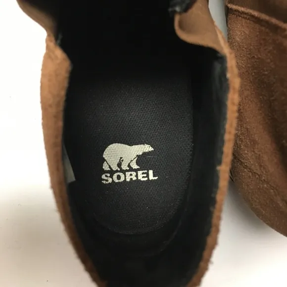 Sorel Evie Chelsea Leather Boots 10 Brown Slip On Fall Winter Flat Boots