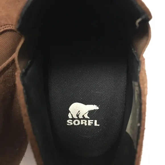 Sorel Evie Chelsea Leather Boots 10 Brown Slip On Fall Winter Flat Boots
