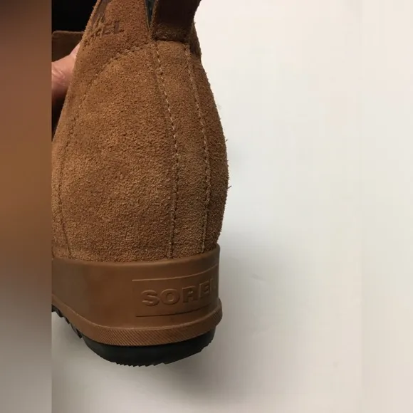 Sorel Evie Chelsea Leather Boots 10 Brown Slip On Fall Winter Flat Boots