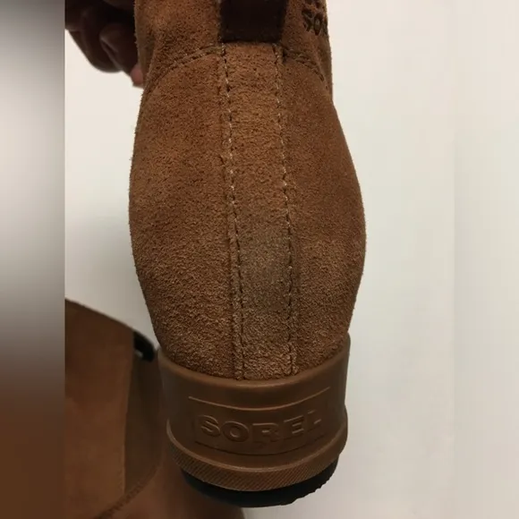 Sorel Evie Chelsea Leather Boots 10 Brown Slip On Fall Winter Flat Boots