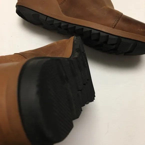 Sorel Evie Chelsea Leather Boots 10 Brown Slip On Fall Winter Flat Boots