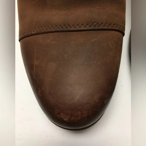 Sorel Evie Chelsea Leather Boots 10 Brown Slip On Fall Winter Flat Boots