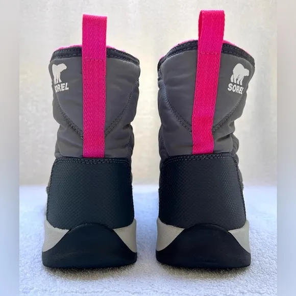 Sorel Girls &quot;Whitney II&quot; Hiker Boots In Waterproof Nylon - Grey/Pink - Sz 5