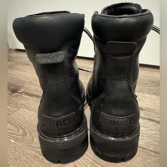 SOREL Lennox Leather Lace-Up Boots black weatherproof waterproof