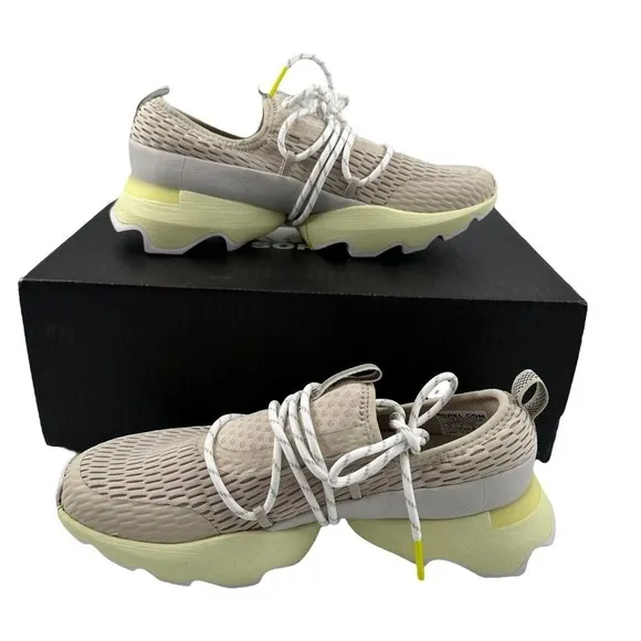 Sorel NIB Women's Kinetic Impact Lace Shoe darkstone/moonstone grey/yellow sz 6