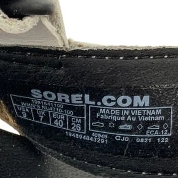 Sorel Roaming Lace Up Black White Leather Sandals Flats Size 9 NEW