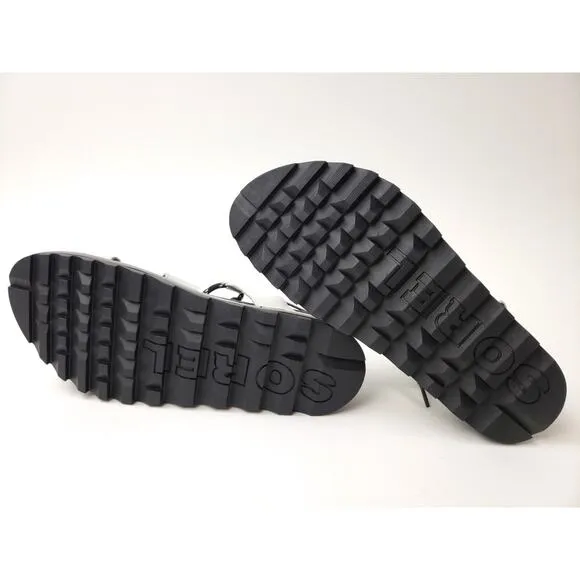 Sorel Roaming Lace Up Black White Leather Sandals Flats Size 9 NEW