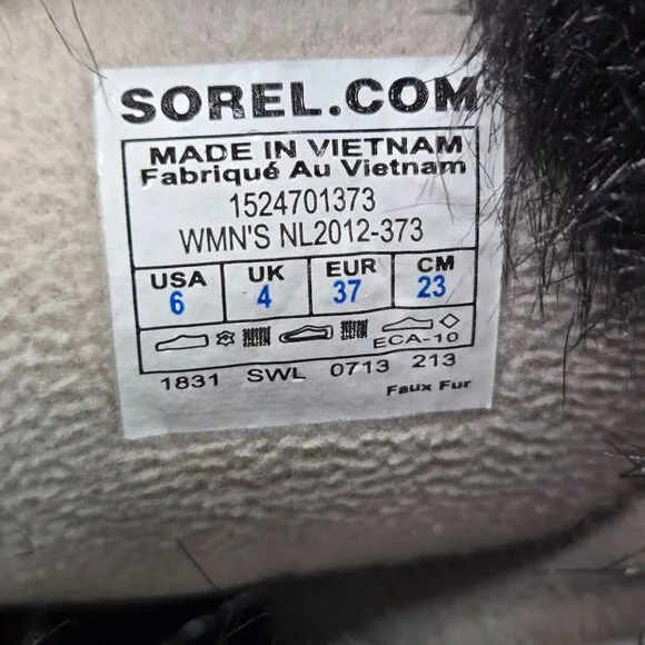 Sorel Waterproof Winter Boots Black Tan Fur Lined Outdoor Midcalf Snow Booties