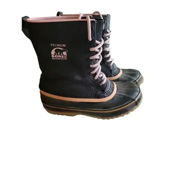 Sorel Winter Boots 1964 Premium NL 1330-010 Black Pink Women's Size 6
