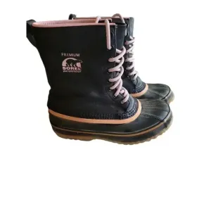 Sorel Winter Boots 1964 Premium NL 1330-010 Black Pink Women's Size 6