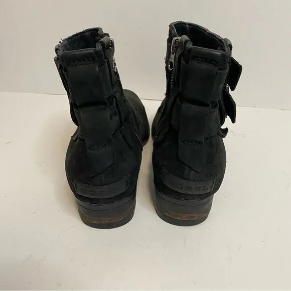 Sorel Women's Lolla Waterproof Leather Ankle Boots Black Size 8.5
