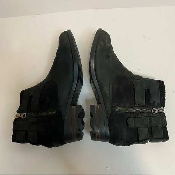Sorel Women's Lolla Waterproof Leather Ankle Boots Black Size 8.5