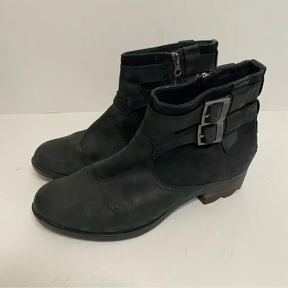 Sorel Women's Lolla Waterproof Leather Ankle Boots Black Size 8.5