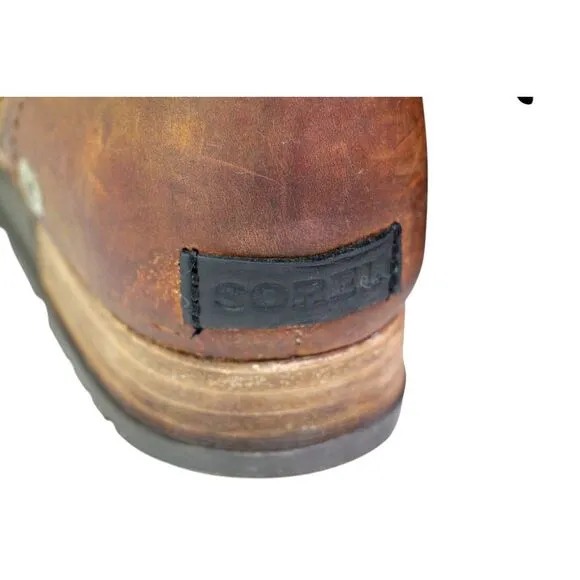 Sorel BROWN GENUINE LEATHER LOW HEEL ROUND TOE FLAT BUCKLE BELTED BOOTS Sz 8