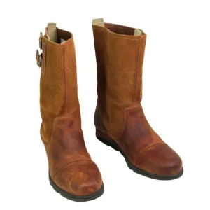 Sorel BROWN GENUINE LEATHER LOW HEEL ROUND TOE FLAT BUCKLE BELTED BOOTS Sz 8