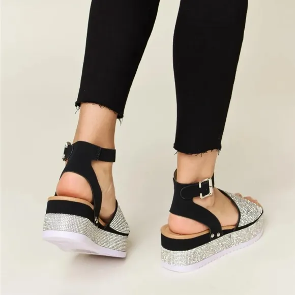 Sparkly Buckle Heeled Sandals