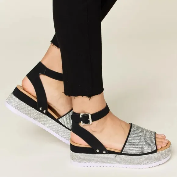 Sparkly Buckle Heeled Sandals
