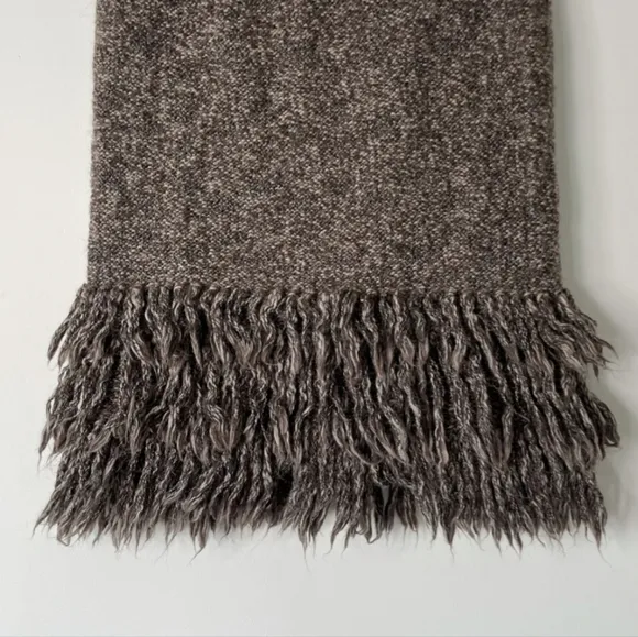 Sparrow Brown Alpaca Wool Fringe Pencil Skirt