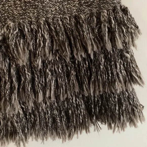 Sparrow Brown Alpaca Wool Fringe Pencil Skirt