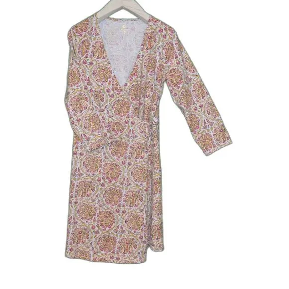 Spartina 449 Alisa Wrap Dress - Pepper Hall Batik A Line 3/4 Sleeve 448195 MED