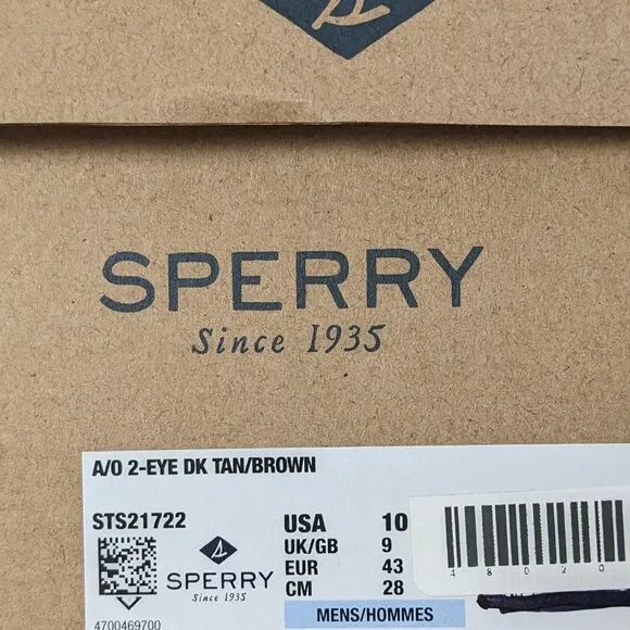 Sperry Authentic Original Two-Eye Boat Shoes, Brown, Men's 10 M
